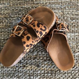 Two strap animal print sandals